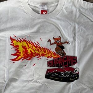 Supreme White Tee with Fiery Graphic